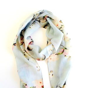 Wool Scarf Floral - Soft Fall Scarf - Gift For Her - Holiday Scarf