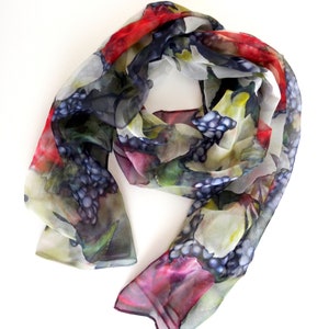 Winery Silk Scarf Spring Scarf Holiday Scarf Gift for Her 15x60 image 2