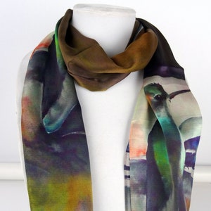 Hummingbird Silk Scarf - Spring Silk Scarf - Gift for Her - 15" x 60"