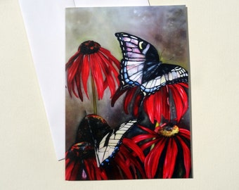 Butterfly Folded Greeting Card with Envelope, Mother's Day Card, Floral Blank Card Set, Flower Greeting Cards