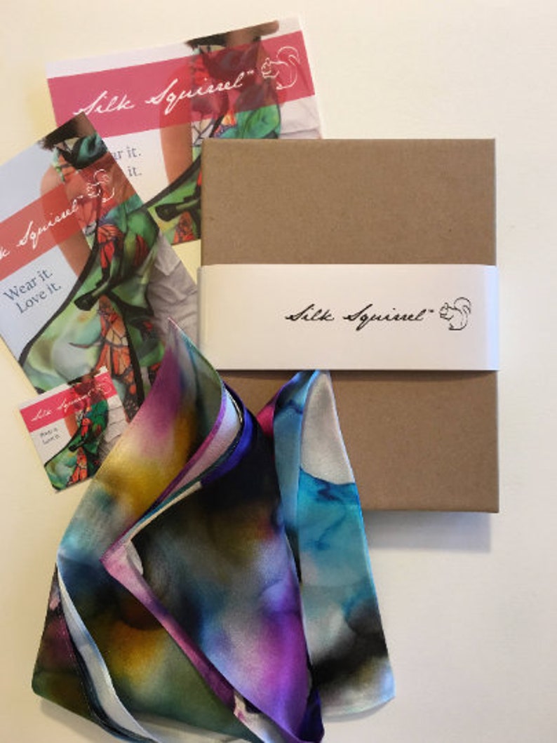 Purple Blue For Her One Size Plus Floral Silk Scarf Poncho Vest