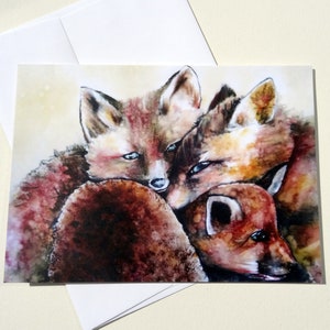 Fox Greeting Card with Envelope, Baby Animal Card, Mother&#39;s Day Card, Spring Greeting Card