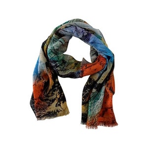 Abstract Soft Wool Scarf - Winter Scarf - Gift for Her - 15”x60”