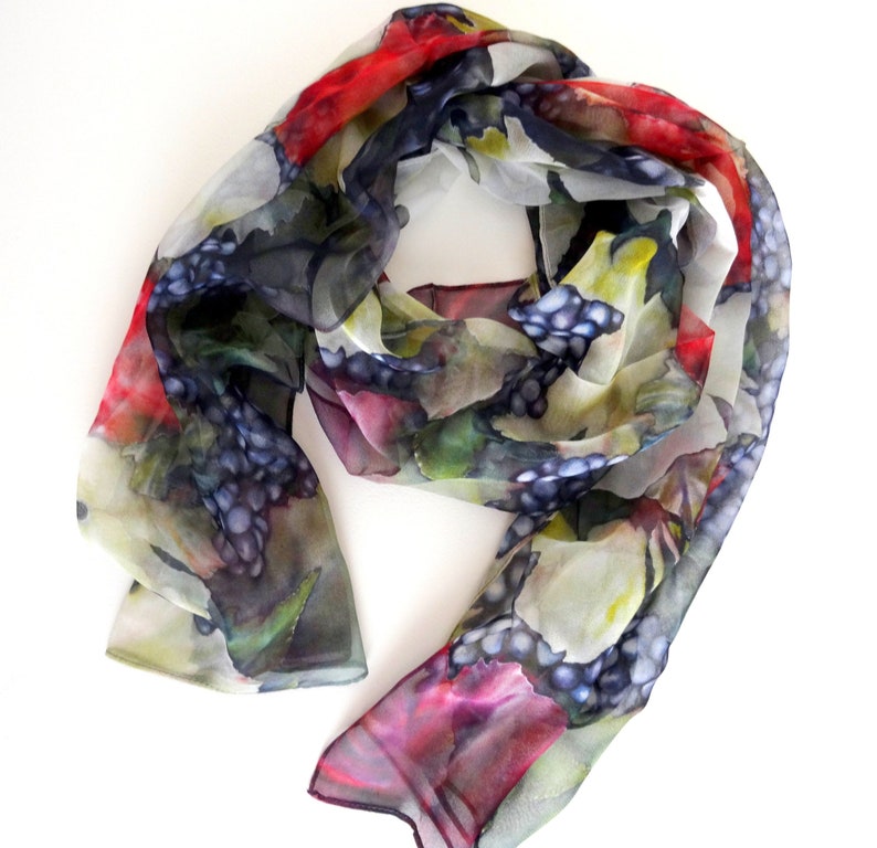 Winery Silk Scarf Spring Scarf Holiday Scarf Gift for Her 15x60 image 2