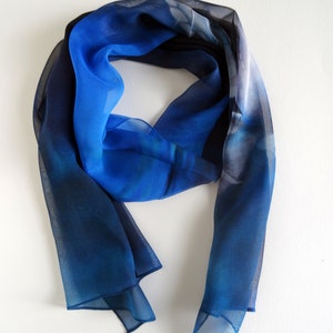 Blue Silk Scarf Octopus Scarf Holiday Gift for Her Fall Scarf 15x60 image 3
