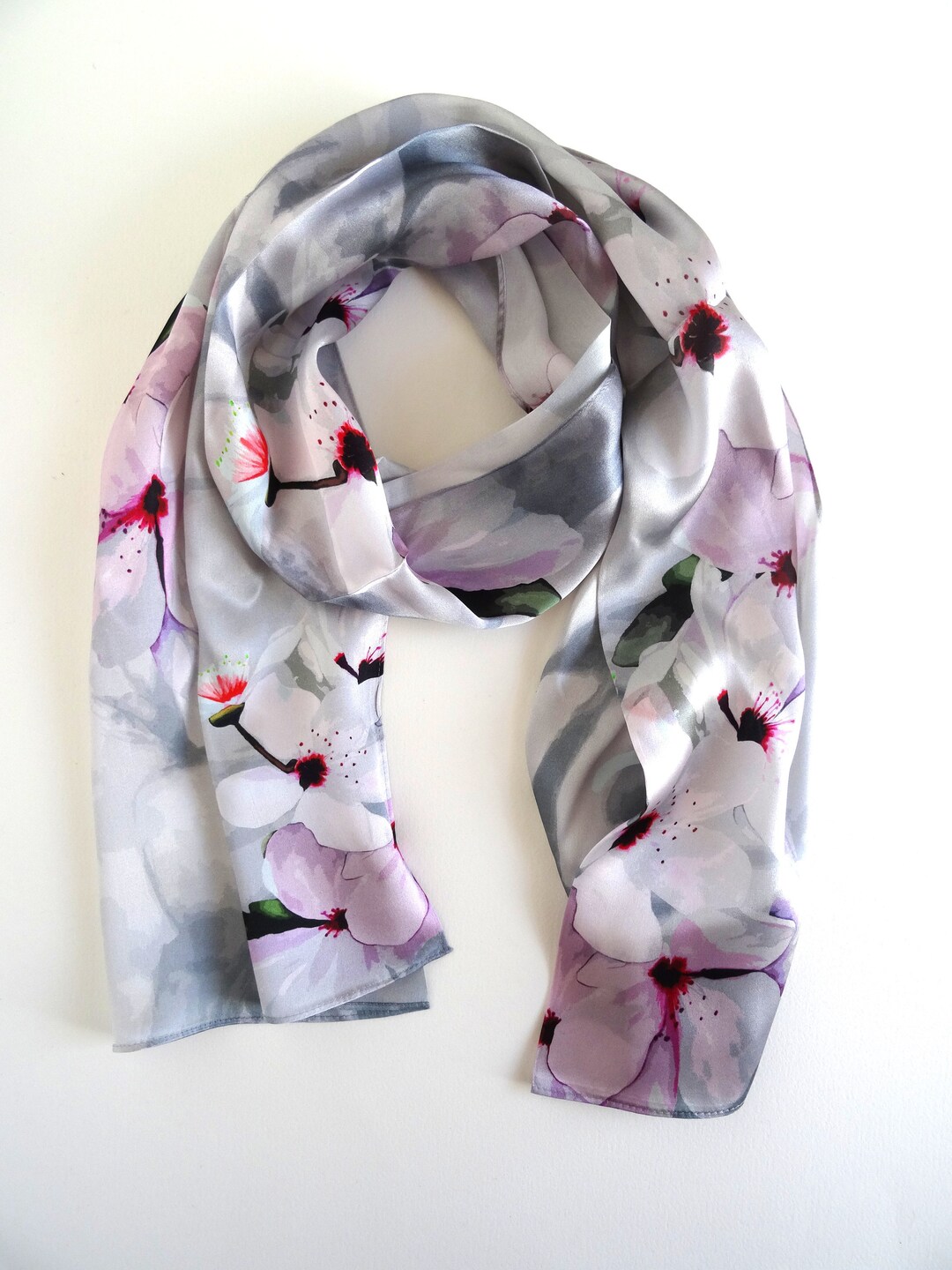 Y's RAYON SILK BLURRY FLOWER PRINT STOLE