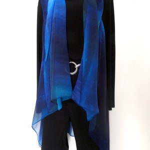 Blue Sleeveless Duster - Blue Silk Scarf For Her - Mother of the Bride - One Size