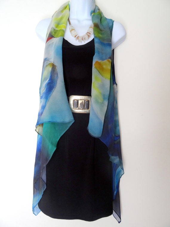 long sheer sleeveless vest