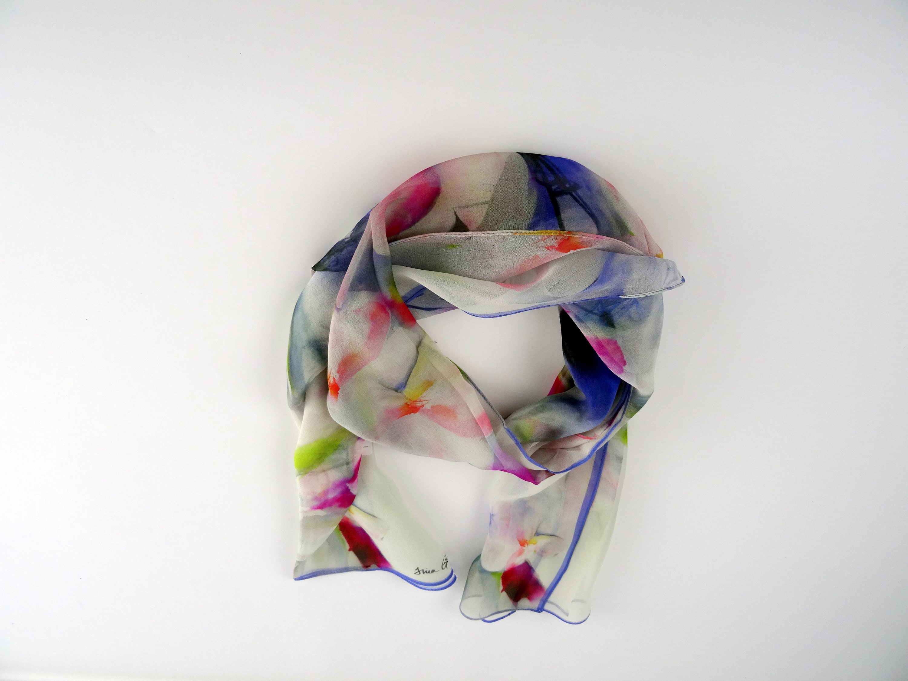 Cherry Blossom Silk Scarf - Watercolor Floral Silk Scarf - Spring Scarf ...