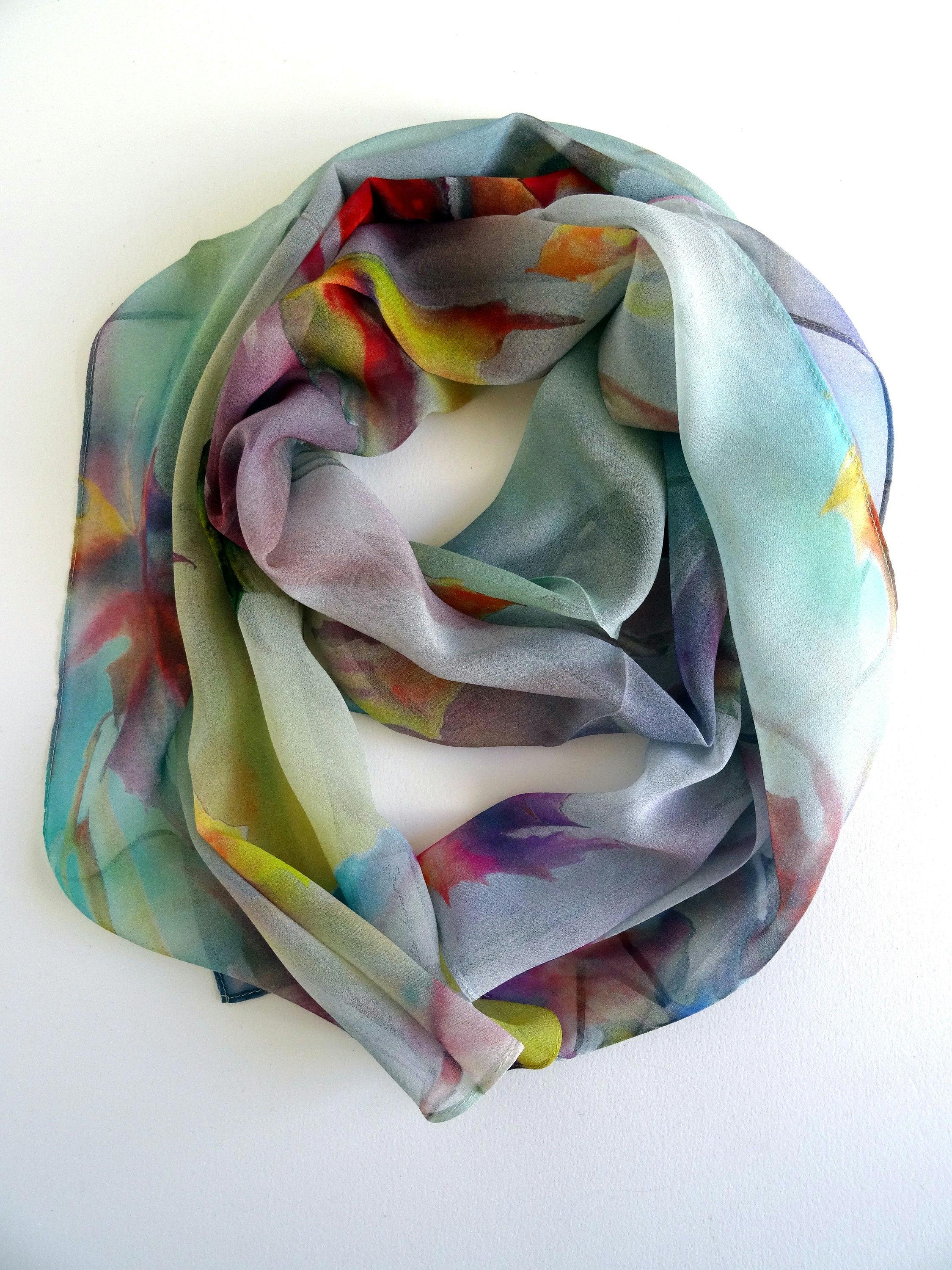 Pastel Silk Scarf -spring Scarf - Holiday Scarf - Gift for Her - 15