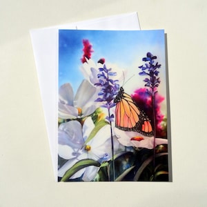 Cartes de vœux pliées de papillon de monarque avec l’enveloppe, la carte de jour de la mère, l’ensemble de carte blanche florale, les cartes de vœux de fleur