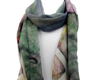 Beach Silk Scarf - Sheer Silk Scarf - Ocean Silk Scarf - Seaside Scarf - Gift For Her - 15" x 60"