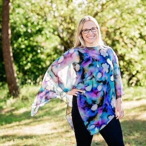 Blue Silk Kaftan - Sheer Silk Cover Up - Resort Wear - Sheer Caftan - Plus Clothing