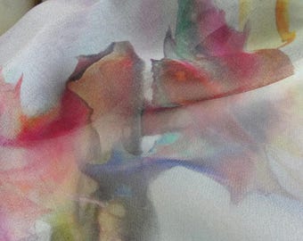 Pastel Silk Scarf -Spring Scarf - Holiday Scarf - Gift for Her - 15"x 75"