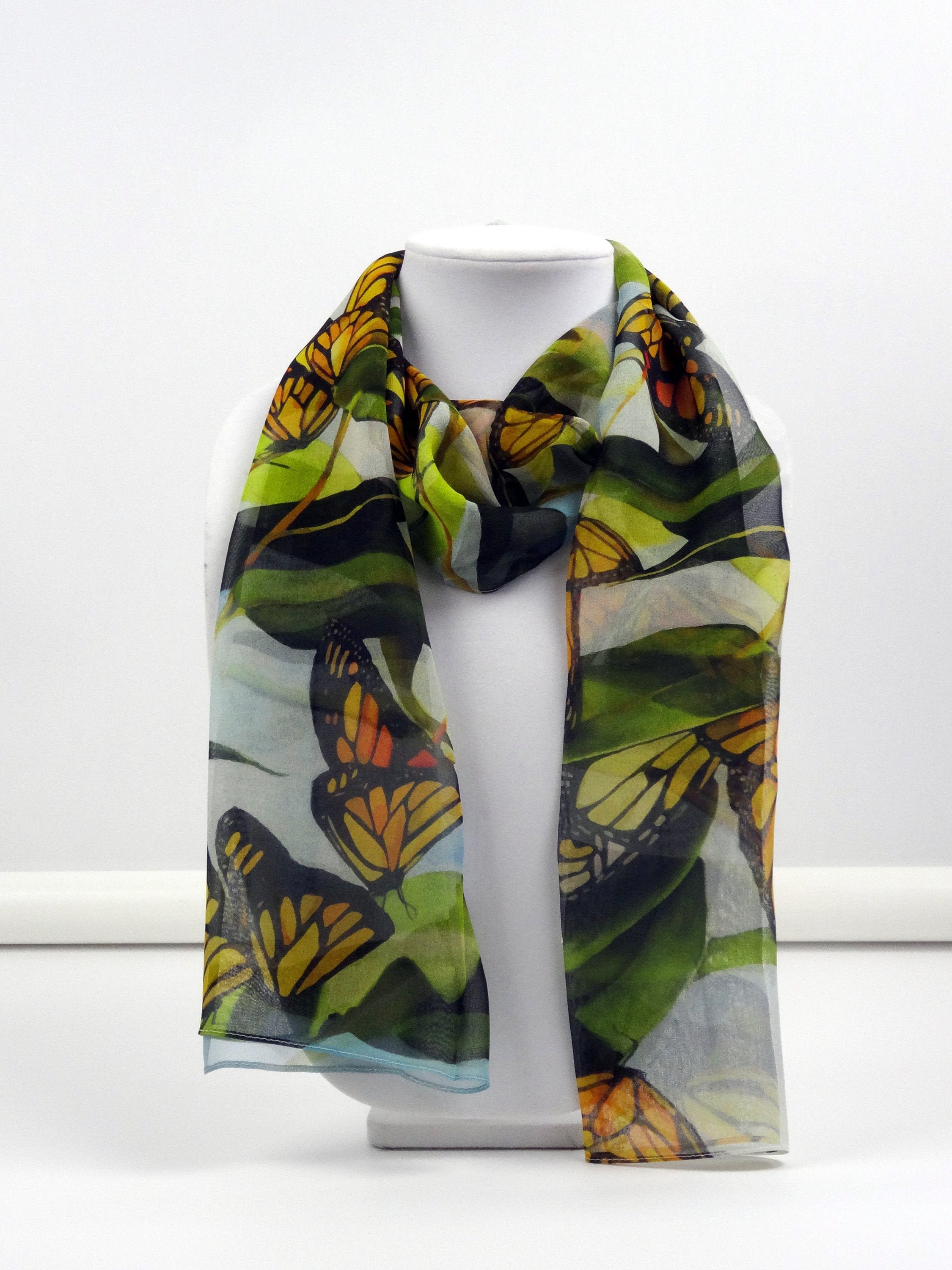 Butterfly Scarf - 54 For Sale on 1stDibs  silk butterfly scarf, butterfly  print scarf, butterfly silk scarf