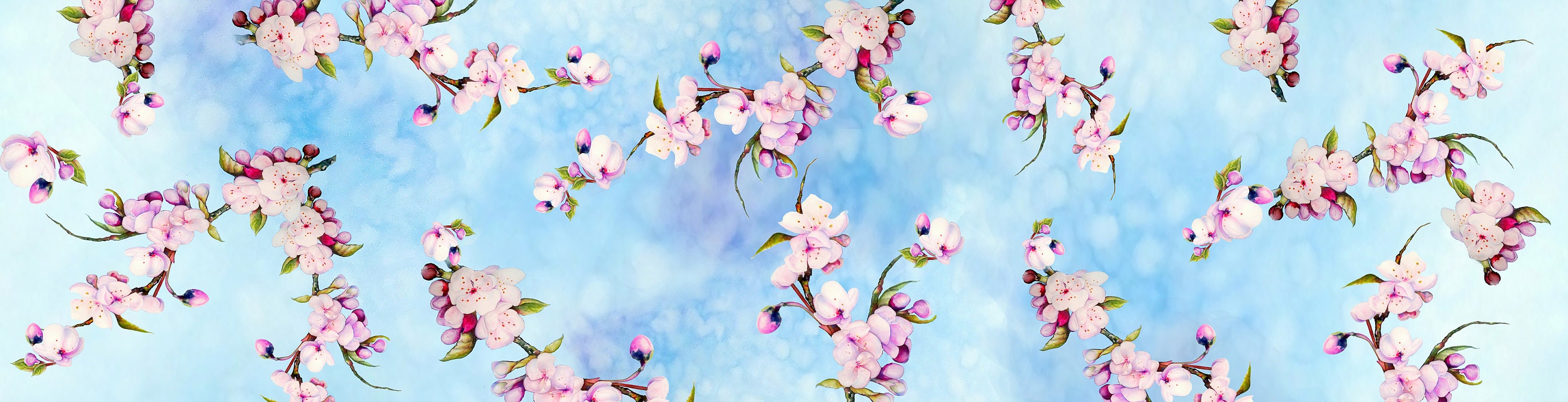 Blue Floral Silk Scarf - Cherry Blossom Scarf - Holiday Gift for Her ...