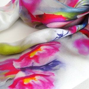 Cherry Blossom Silk Scarf Floral Silk Scarf Holiday Scarf Gift for Her 15x 60 image 3