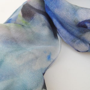 Blue Wool Scarf Spring Scarf Gift For Her Vineyard Art Scarf Made in USA image 2