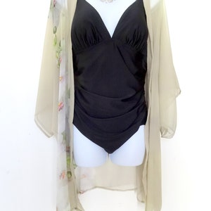 Beige Silk Jacket Silk Kimono Mother of the Bride Silk Duster Sheer Lingerie Plus Clothing Bild 2
