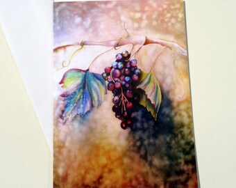 Tuscany Vineyard Greeting Card with Envelope, Grapes Greeting Card, Mother's Day Card