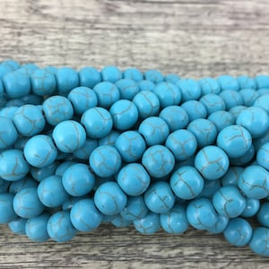 8mm Blue Howlite Bead, Howlite bead, Natural Stone Howlite, Gem Stone Bead, 8mm Howlite, 8mm yoga beads, 8mm mala beads, Canadian Bulk buy