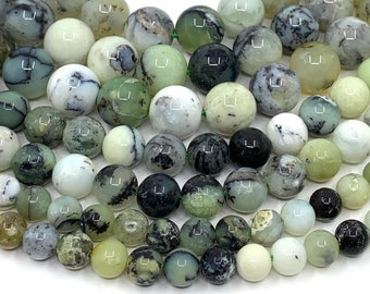 Green Opal Round Beads, Semi-precious Stone Beads, 6mm, 8mm, 10mm, Natural Gemstone Beads, Opal Beads, Full Strand
