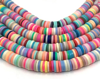 Mescolare perline di disco Heishi color pastello, argilla polimerica morbida, perline di vinile africano, perline colorate Heishi da 6 mm, perline di gomma, multicolore