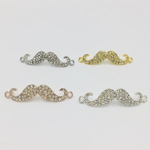 Moustache Connector, Alloy Men's Bracelet Connector, 4 Colors, Gold, Silver, Rhodium, Rose gold Moustache Finding, Bellaire Wholesale, Bulk