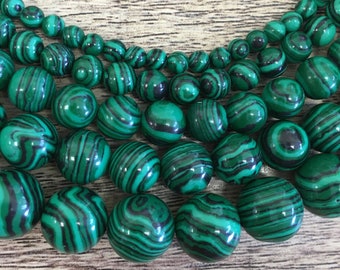 Composite Malachite Beads, 4mm malachite, 6mm, 8mm, 10mm, 12mm, Gemstones, Canadian Supplier, Beading Supplier, Bellaire Wholesale