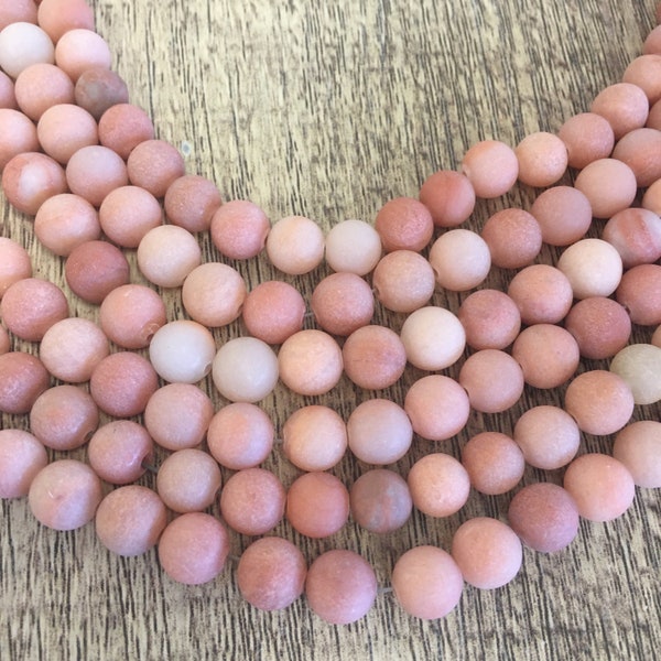 Matte Pink Aventurine Beads, B quality, has natural black marks inside, 4mm, 6mm, 8mm aventurine beads, Bellaire Wholesale, Bulk