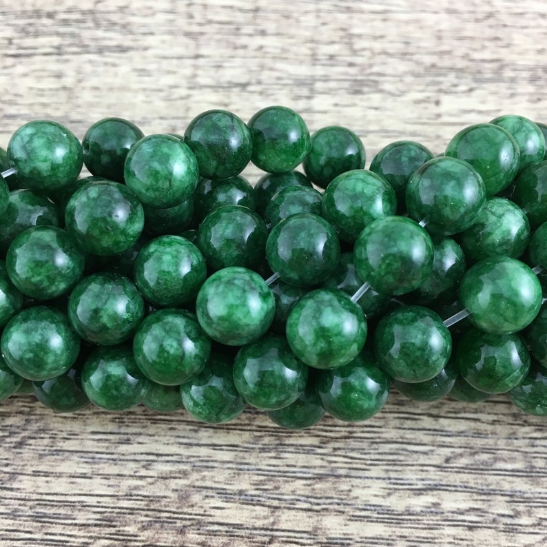 Milky Dark Green Jade Stone Good Luck Jade Bead Natural Etsy