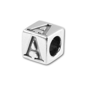 Sterling Silver Alphabet Cube, 4.5mm Cube letter, Silver Alphabet beads, Silver A, B, C, D Letter, Letter Beads, Initial Beads, Letter block