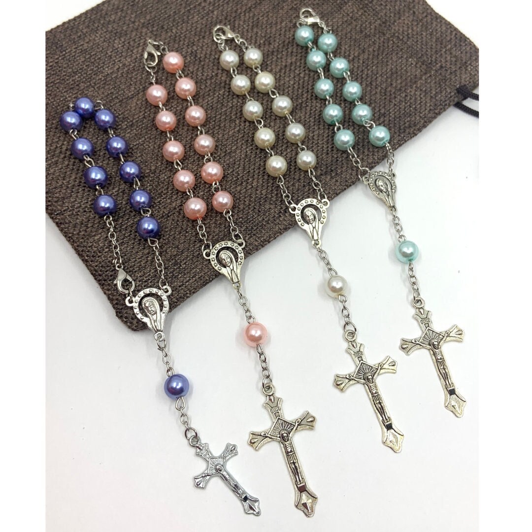 Rosario Da Dito Mini - Bomboniera Battesimo E Matrimonio Con Croce Metallica - Foto 5