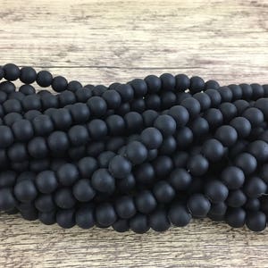 Matte Black Agate Beads, Frosted Agate Bead, Natural Stone, Black frosted stone, Gem Stone bead, 4mm, 6mm, 8mm, 10mm, 12mm, Bulk, Wholesale