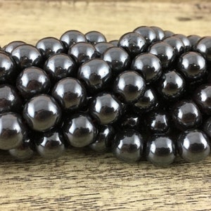 4mm Hematite Bead, Natural Stone,Hematite, 4mm Hematite, Dark Grey Hematite Bead, Yoga Beads, Mala Bead, Canadian Supplier, Beading Supplier