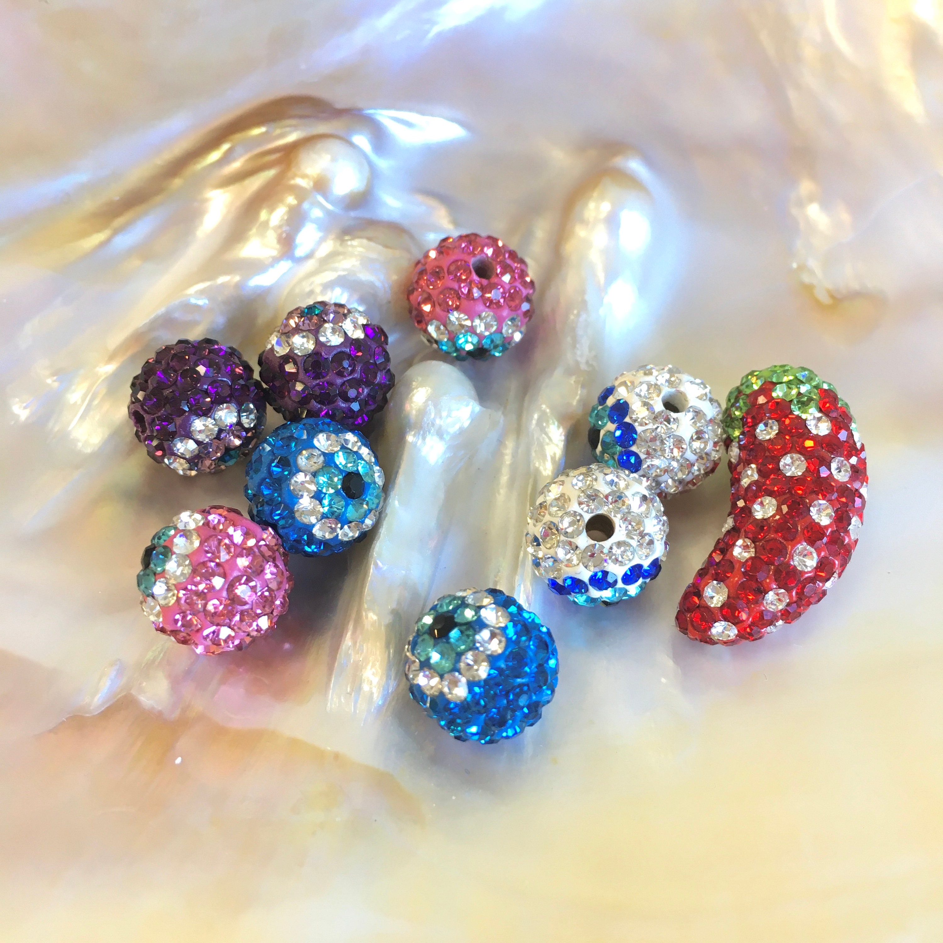 Disco Ball Beads 10mm Disco Beads Rhinestone beads for DIY Etsy