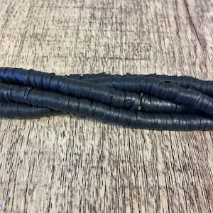 Black Heishi Disc Beads, 6mm Heishi Black Beads, Rubber Beads, mala bead, Heishi Beads Wholesale, Canadian Supplier, Heishi Beads in Canada