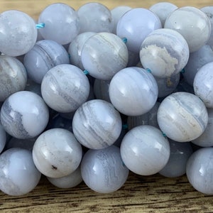 Blue Lace Agate Beads, Blue Agate Beads, Natural Gemstone Agate, Natural Stone, Available 4mm, 6mm, 8mm, Bellaire Wholesale, Supplier