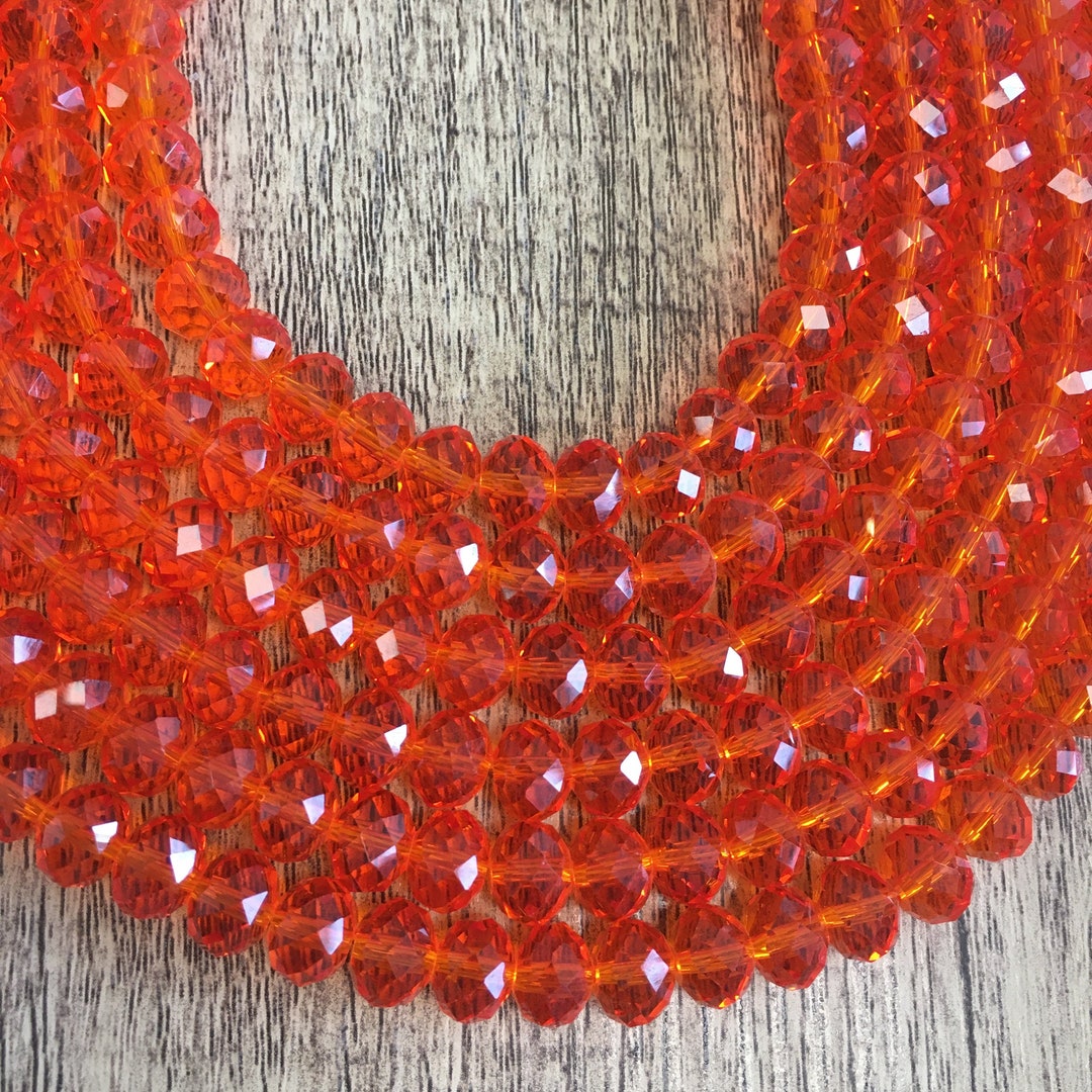 Clear Orange Glass Beads Austrian Crystal Glass Bead 10mm Etsy