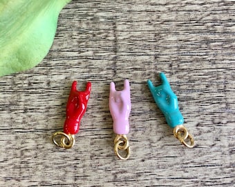 Mano Cornuto, Pink Cornicello, Red Mano Cornuto, Light Blue Hand Charm, Stainless Steel Hand, Enamel Coating, Cornicello Charm, Supplier