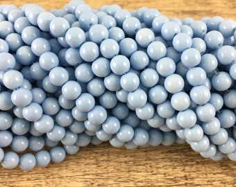 Opaque Baby Blue,  Faux Blue Pearls, 6mm Glass Pearl, 8mm Glass Pearl, Glass Bead, Beads, Baby Blue Glass Beads, Canadian Supplier