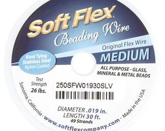 Soft Flex Medium Wire, Stringing Beading Wire, Spool Size 30 Ft, 100Ft, Specialty Beading Thread And Tiger tail, Canadian Supplier, Bulk buy
