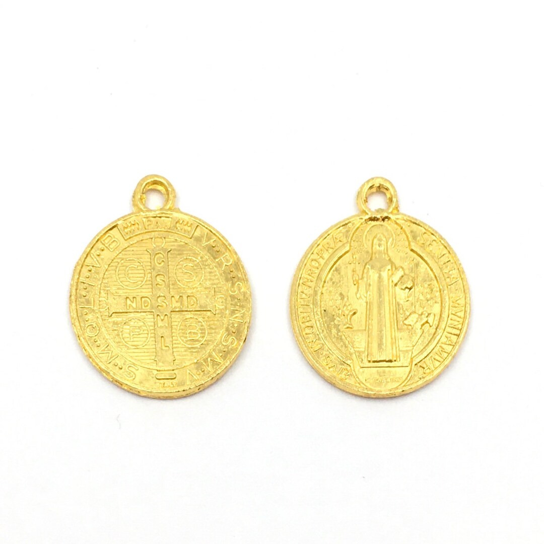Religious Charms Gold St Benedict Religious Charm Alloy Etsy