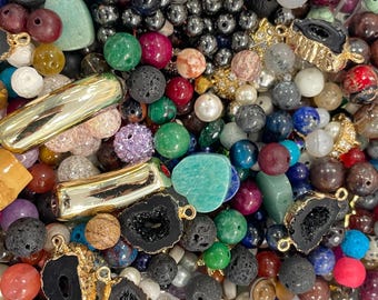 Mixed Beads for DIY Making, Gemstone Mystery Bag, Surprise Bag, Assorted Bag, 130grams, Glass Beads, Charms, Wholesale