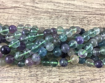 Perle en fluorite, Pierre gemme ronde en fluorite, 6 mm, Perles en fluorite 8 mm, 10 mm, Perles de yoga, Perle Mala, Vendeur canadien, Perles en gros, Pierre gemme