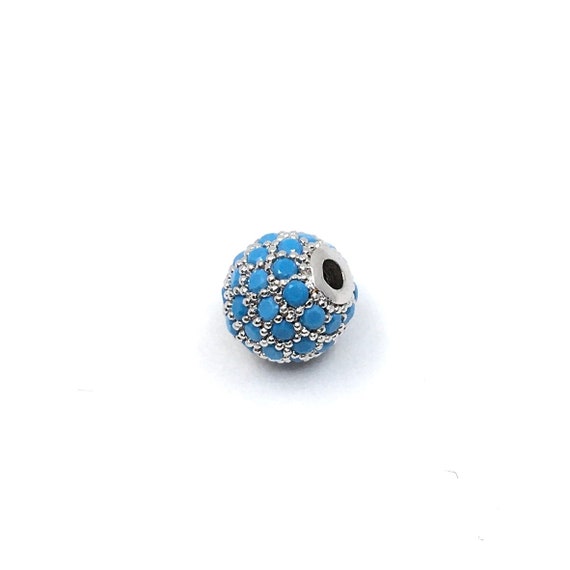 Turquoise CZ Micro Pave Round Wheel Spacer Beads, Cubic Zirconia Space –  Bestbeads&Beyond
