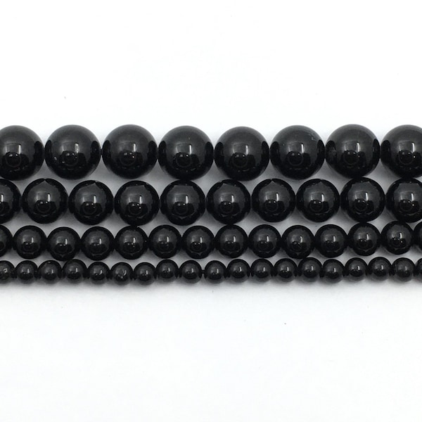 Tourmaline Bead, Black Tourmaline Bead, Black Bead, Shiny Black Bead, 4mm, 6mm, 8mm, 10mm, Black Natural Stone, Bellaire Wholesale, Supplier