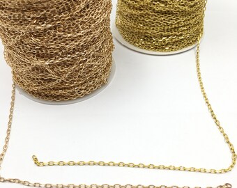 Alloy Yellow Gold and Gold Link Chain, Alloy Jewelry Chain, Rose Gold Chain, Unfinished Chain, 2 Yards, Canadian Supplier