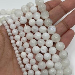 White Moonstone Beads, 4mm Round Beads, 6mm, 8mm, 10mm Moonstone, Natural Moonstone, Gemstone, Jewelry Making, Bracelet beads, Wholesale