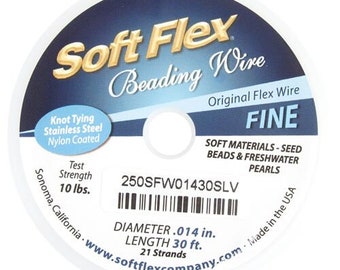Soft Flex Fine Wire, Stringing Beading Wire, Spool Size 30 Ft